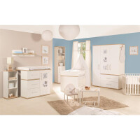 roba SET Pia‘, 2-tlg, inkl. Kombi-Bett 70 x 140 cm und breiter Wickelkommode, weiß/‚Sanremo Eiche‘
