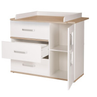 roba SET Pia‘, 2-tlg, inkl. Kombi-Bett 70 x 140 cm und breiter Wickelkommode, weiß/‚Sanremo Eiche‘