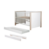 roba Zimmerset Olaf, 3-tlg, Luna Elm/weiß, inkl. Kombi-Bett 70x140 cm, Umbauseiten, Bettkasten