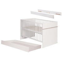 roba Bettset Moritz‘ 70x140 cm inkl. Lattenrost, Umbauseiten und Bettkasten, weiß/Luna Elm