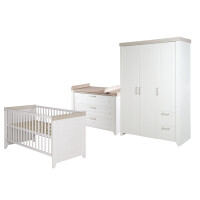 roba SET Felicia, Luna Elm / weiß inkl. Kombi-Bett 70x140 cm, Wickelkommode und 3-türigem Schrank