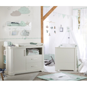 roba Kindermöbelset Maxi‘, 2-tlg inkl. Kombi-Bett, 70 x 140 cm und breiter Wickelkommode, weiß