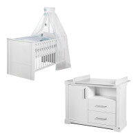 roba Kindermöbelset Maxi‘, 2-tlg inkl. Kombi-Bett, 70 x 140 cm und breiter Wickelkommode, weiß