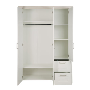 roba Kleiderschrank, Babyzimmerserie Felicia, Schrank 3-trg., 2 Schubladen, Landhausstil, weiß