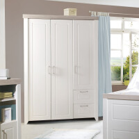 roba Kleiderschrank, Babyzimmerserie Felicia, Schrank 3-trg., 2 Schubladen, Landhausstil, weiß