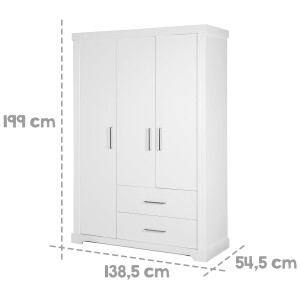 roba Kleiderschrank Maxi,  3 Türen, 2 Schubladen, im moderem Landhausstil, weiß