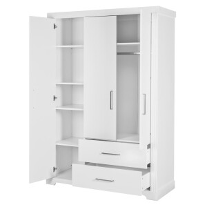 roba Kleiderschrank Maxi,  3 Türen, 2 Schubladen, im moderem Landhausstil, weiß