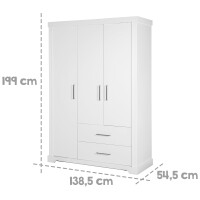 roba Kleiderschrank Maxi,  3 Türen, 2 Schubladen, im moderem Landhausstil, weiß