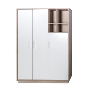 roba Kleiderschrank, Schrank Babyzimmer Olaf, 3 Drehtüren, Regal, Kindermöbel weiß / Luna Elm