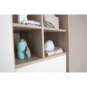 roba Kleiderschrank, Schrank Babyzimmer Olaf, 3 Drehtüren, Regal, Kindermöbel weiß / Luna Elm