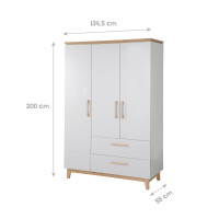 roba Kleiderschrank Caro, 3 Türen, 2 Schubladen, mit Soft Close-Technik, Drehtürenschrank, Möbel