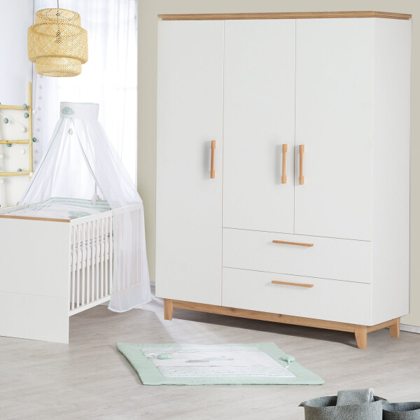 roba Kleiderschrank Finn, 3 Türen, 2 Schubladen, weiß, mit Soft Close-Technik, Drehtürenschrank