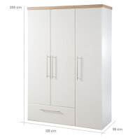 roba Kleiderschrank Nele, 3-trg. Schrank, mit einer Schublade, weiß, Kranz in Artisan Eiche