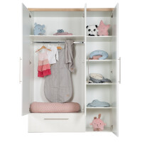 roba Kleiderschrank Nele, 3-trg. Schrank, mit einer Schublade, weiß, Kranz in Artisan Eiche
