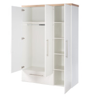 roba Kleiderschrank Nele, 3-trg. Schrank, mit einer Schublade, weiß, Kranz in Artisan Eiche