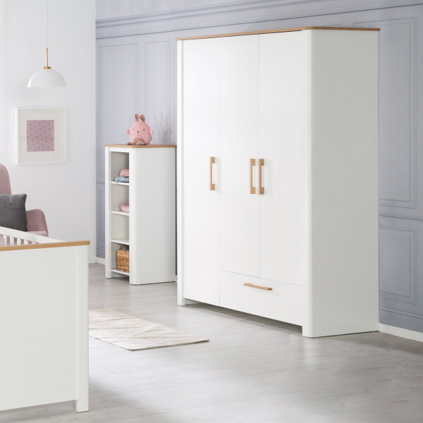 roba Kleiderschrank ‚Ava 3-trg. in weiß, mit Deckplatte in Artisan Eiche‘, HxBxT: 200 x 138,5 x 54 cm