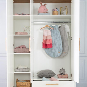 roba Kleiderschrank ‚Ava 3-trg. in weiß, mit Deckplatte in Artisan Eiche‘, HxBxT: 200 x 138,5 x 54 cm