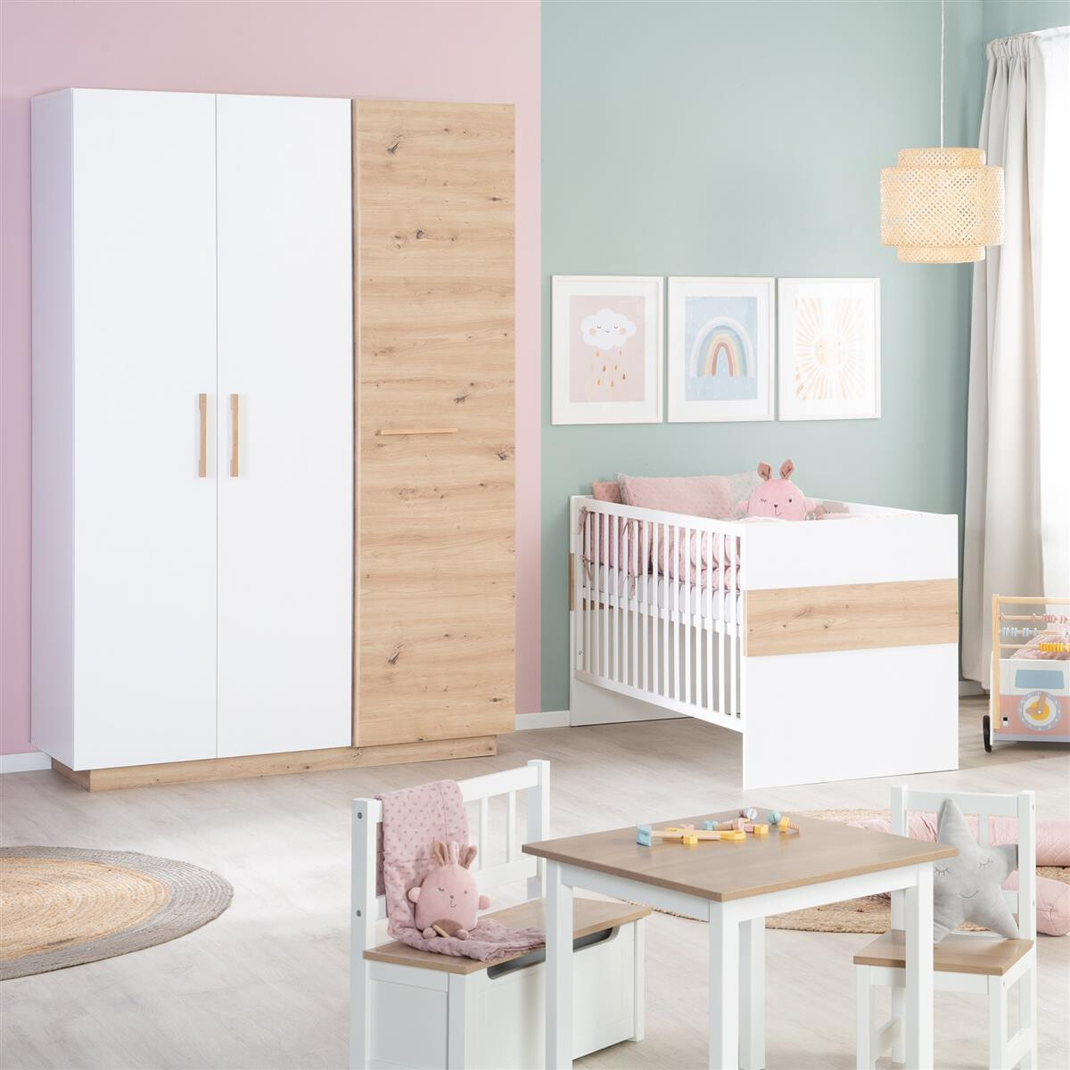 roba Kleiderschrank Lion 3-türig - in Weiß / Holz