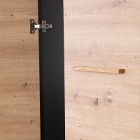 roba Kleiderschrank Lenn 3-türig - in Anthrazit / Holzdekor Artisan Eiche - Inkl. Schublade, offenem Fach & Griffen aus massiver Eiche - HxBxT:195 x 132 x 54 cm