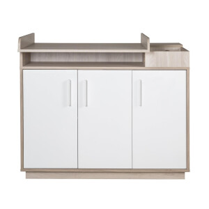 roba breite Wickelkommode mit Wickelansatz Olaf, Weiß/Luna Elm, Wickelhöhe 92,5 cm