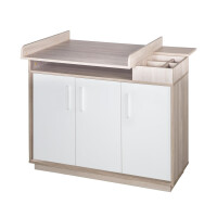 roba breite Wickelkommode mit Wickelansatz Olaf, Weiß/Luna Elm, Wickelhöhe 92,5 cm