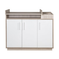 roba breite Wickelkommode mit Wickelansatz Olaf, Weiß/Luna Elm, Wickelhöhe 92,5 cm
