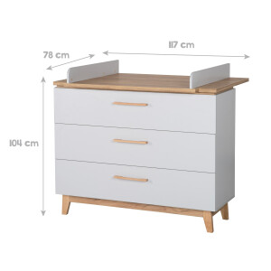 roba breite Wickelkommode mit Wickelansatz Caro, Soft-Close, 3 Schubladen, Wickelhöhe 94 cm