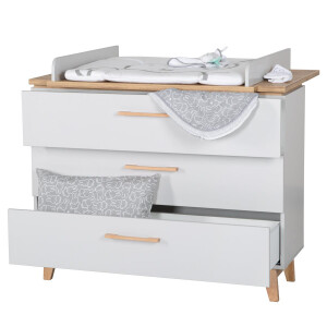 roba breite Wickelkommode mit Wickelansatz Caro, Soft-Close, 3 Schubladen, Wickelhöhe 94 cm