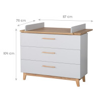 roba breite Wickelkommode mit Wickelansatz Caro, Soft-Close, 3 Schubladen, Wickelhöhe 94 cm