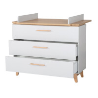roba breite Wickelkommode mit Wickelansatz Caro, Soft-Close, 3 Schubladen, Wickelhöhe 94 cm