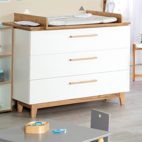 roba Wickelkommode mit Wickelansatz Finn mit Schubladendämpfung, 3 Schubladen, Wickelhöhe 94 cm