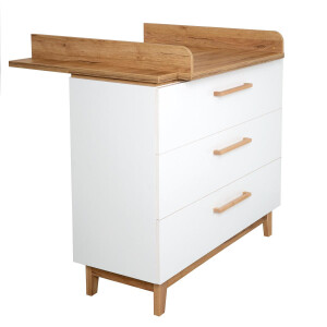 roba Wickelkommode mit Wickelansatz Finn mit Schubladendämpfung, 3 Schubladen, Wickelhöhe 94 cm