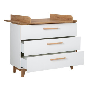 roba Wickelkommode mit Wickelansatz Finn mit Schubladendämpfung, 3 Schubladen, Wickelhöhe 94 cm