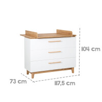 roba Wickelkommode mit Wickelansatz Finn mit Schubladendämpfung, 3 Schubladen, Wickelhöhe 94 cm