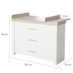 roba Wickelkommode Lucy mit Wickelansatz, Soft-Close, 3 Schubladen, Wickelhöhe 90 cm