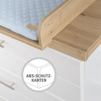 roba Wickelkommode Nele breit, inkl. Wickelansatz, weiß, Kranz in Artisan Eiche, Wickelhöhe 93 cm