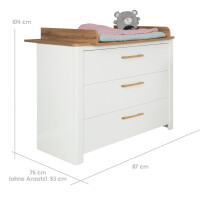 roba Wickelkommode Ava‘ schranktief, inkl. Wickelansatz im Dekor Artisan Eiche‘, Wickelhöhe 90,5 cm