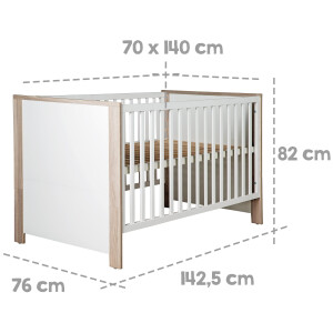 roba Kombi-Kinderbett Olaf, 70x140 cm, weiß, natur, höhenverstellbar, 3 Schlupfsprossen, umbaubar