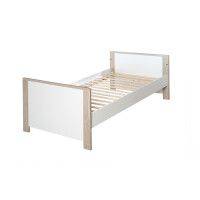 roba Kombi-Kinderbett Olaf, 70x140 cm, weiß, natur, höhenverstellbar, 3 Schlupfsprossen, umbaubar