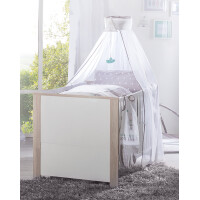 roba Kombi-Kinderbett Olaf, 70x140 cm, weiß, natur, höhenverstellbar, 3 Schlupfsprossen, umbaubar