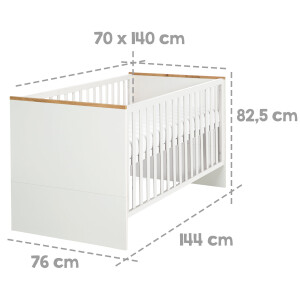 roba Kombi-Kinderbett Finn, höhenverstellbar, mitwachsend, 3 Schlupfsprossen, 70x140 cm, umbaubar