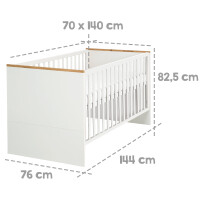 roba Kombi-Kinderbett Finn, höhenverstellbar, mitwachsend, 3 Schlupfsprossen, 70x140 cm, umbaubar