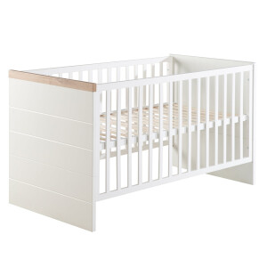 roba Kombi-Kinderbett Nele 70 x 140 cm, Babybett umbaubar zum Juniorbett, weiß, Dekorleisten in Artisan Eiche