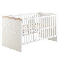 roba Kombi-Kinderbett Nele 70 x 140 cm, Babybett umbaubar zum Juniorbett, weiß, Dekorleisten in Artisan Eiche