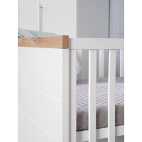 roba Kombi-Kinderbett Nele 70 x 140 cm, Babybett umbaubar zum Juniorbett, weiß, Dekorleisten in Artisan Eiche