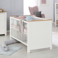 roba Kombi-Kinderbett Ava 70 x140 cm, Babybett umbaubar zum Juniorbett, weiß, Dekor in Artisan Eiche