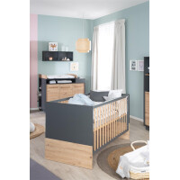roba Kombi-Kinderbett Lenn 70x140 cm - 3-fach höhenverstellbar - 3 Schlupfsprossen - Anthrazit & Holzdekor Artisan Eiche