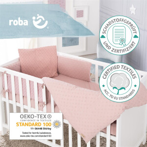 roba organic Geschenkset Lil Planet rosa/mauve, Bio-Bettwäsche, -Spannbettlaken & -Nestchen, GOTS