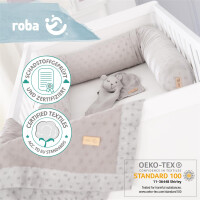 roba organic Geschenkset Lil Planet silbergrau, Bio-Bettschlange, -Babydecke & -Schmusetuch, GOTS