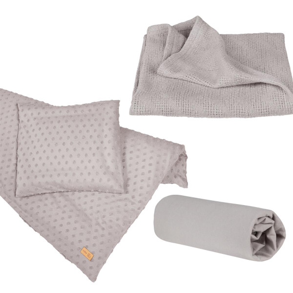 roba organic Geschenkset Lil Planet silbergrau, Bio-Bettwäsche, -Spannbettlaken & -Babydecke, GOTS